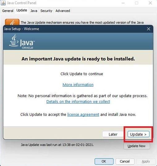 Aktualizujte svoju verziu Java